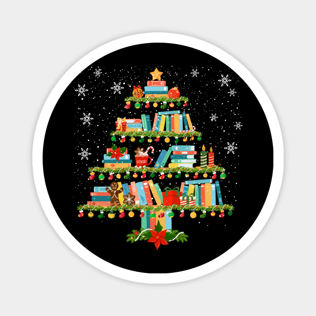 Merry Bookmas Tree Reading Books Lover Magnet by antrazdixonlda